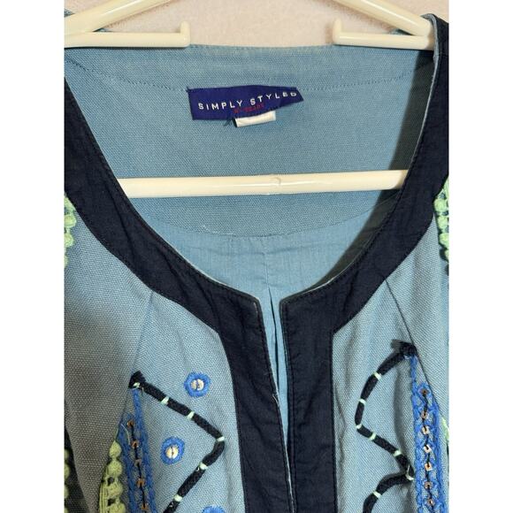 Simply Styled Sears Embellished Jacquard Jacket Beaded Embroidered Boho Womens M - Picture 5 of 12